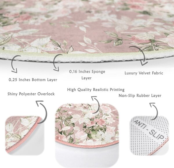 Svetloružový prateľný okrúhly koberec vhodný pre robotické vysávače ø 120 cm Comfort – Mila Home