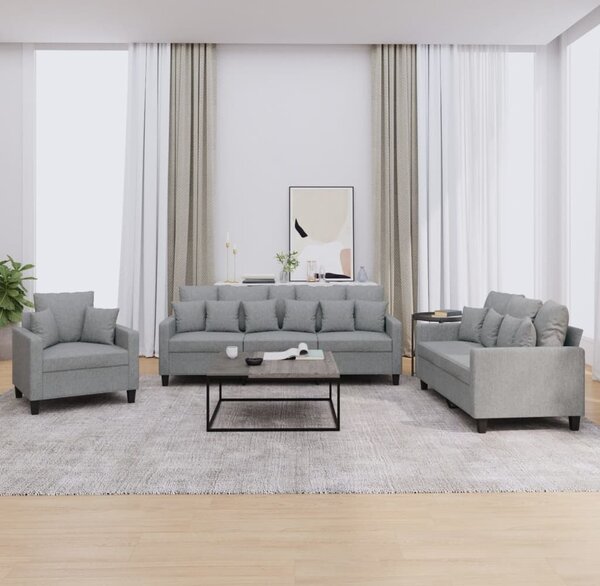 Maison Exclusive – 3-dielna sedacia súprava s vankúšmi, svetlosivá látka