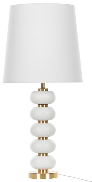 Stolná lampa zlatá biela kovový podstavec polyesterové tienidlo 80 cm moderný glamour štýl obývačka spálňa