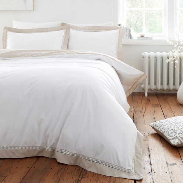 Biele bavlnené obliečky na jednolôžko 135x200 cm Oxford Lace – Bianca