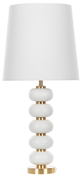 Stolná lampa zlatá biela kovový podstavec polyesterové tienidlo 80 cm moderný glamour štýl obývačka spálňa