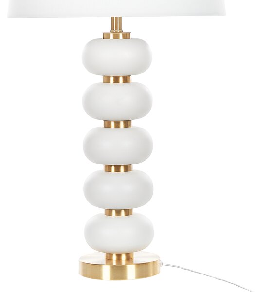 Stolná lampa zlatá biela kovový podstavec polyesterové tienidlo 80 cm moderný glamour štýl obývačka spálňa