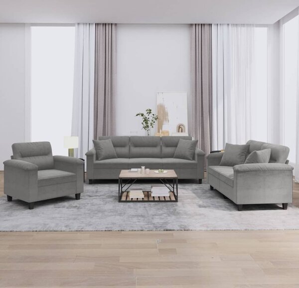 Maison Exclusive – 3-dielna sedacia súprava s vankúšmi, tmavošedá mikrovlákna