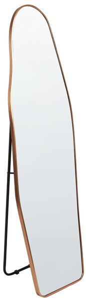 Stojace zrkadlo zlaté hliník kovový rám 48 x 160 cm nepravidelný tvar so stojanom moderný štýl závesné dekorácie