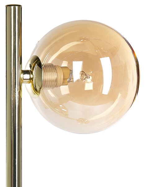 Stojaca lampa zlatá oceľ sklo 3 svetlá okrúhle tienidlá moderný glamour štýl obývačka spálňa