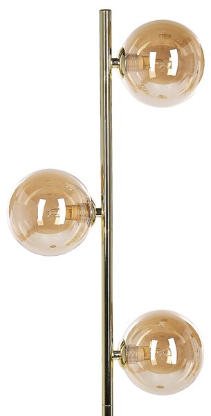 Stojaca lampa zlatá oceľ sklo 3 svetlá okrúhle tienidlá moderný glamour štýl obývačka spálňa