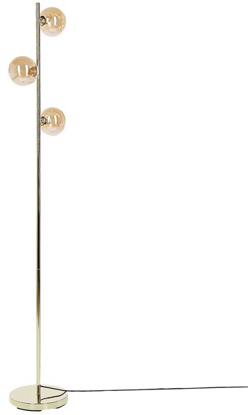 Stojaca lampa zlatá oceľ sklo 3 svetlá okrúhle tienidlá moderný glamour štýl obývačka spálňa