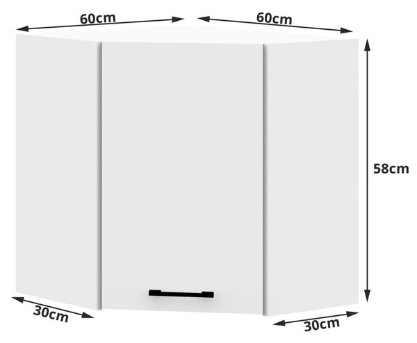 Ak furniture Kuchynská skrinka Olivia W 60/60 cm cm biela - závesná rohová