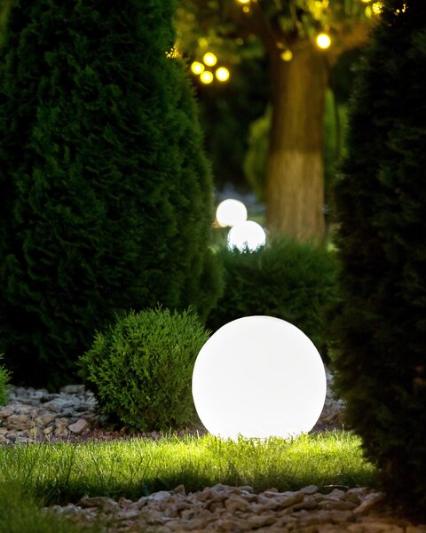 Vonkajšie guľaté LED svietidlo biele syntetický materiál 42 cm IP67 vodoodolné s diaľkovým ovládaním záhradné osvetlenie