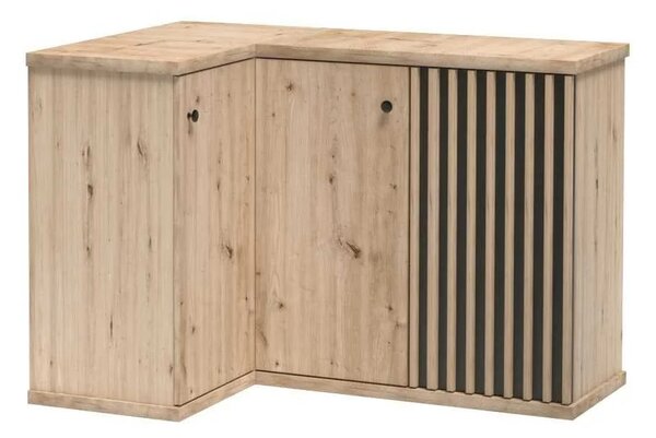 Kondela Trojdverová rohová komoda Koli C-12 - dub artisan / čierna