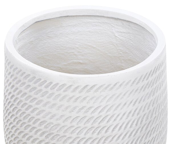 Kvetináč krémová biela vláknitá hlina ⌀ 39 cm okrúhly reliéfny vzor interiér exteriér