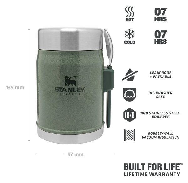 Zelená termoska na jedlo z nehrdzavejúcej ocele 400 ml Legendary Classic Hammer Tone Green – Stanley