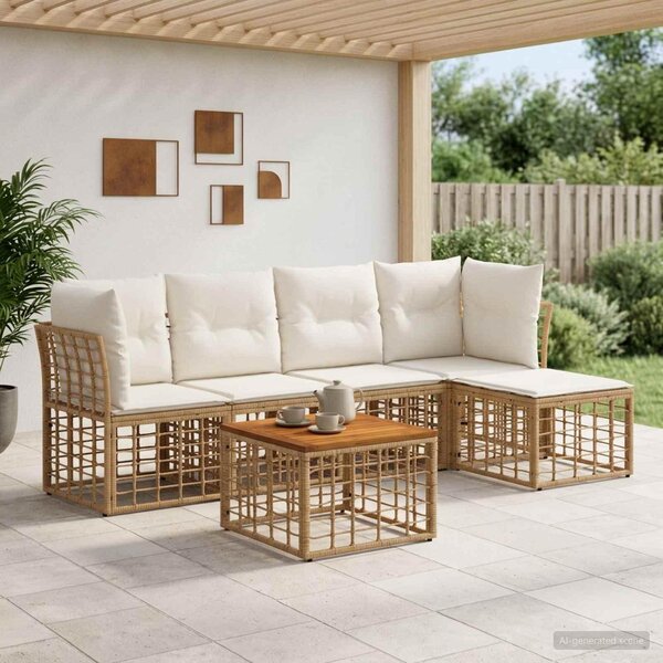 Maison Exclusive – Vonkajšia sedacia súprava, 6 kusov. Prírodný, krémovo biely polyester