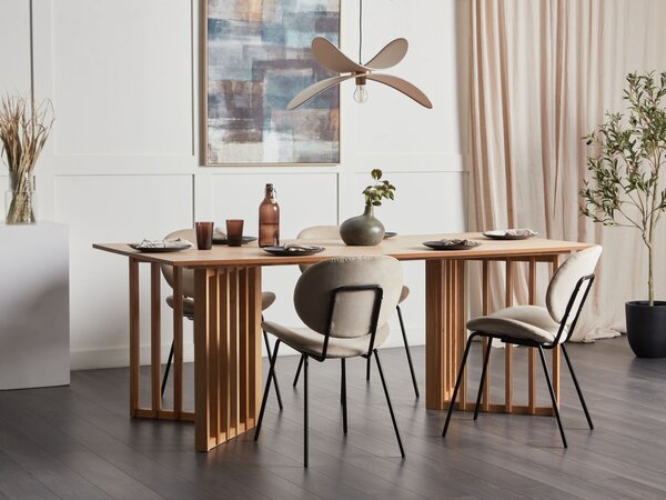 Jedálenský stôl svetlý jaseň MDF 200 x 100 cm jaseňová dýhovaná vrchná doska moderný dizajn panelový podstavec
