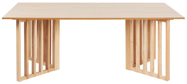 Jedálenský stôl svetlý jaseň MDF 200 x 100 cm jaseňová dýhovaná vrchná doska moderný dizajn panelový podstavec