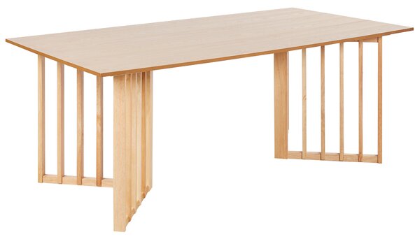 Jedálenský stôl svetlý jaseň MDF 200 x 100 cm jaseňová dýhovaná vrchná doska moderný dizajn panelový podstavec