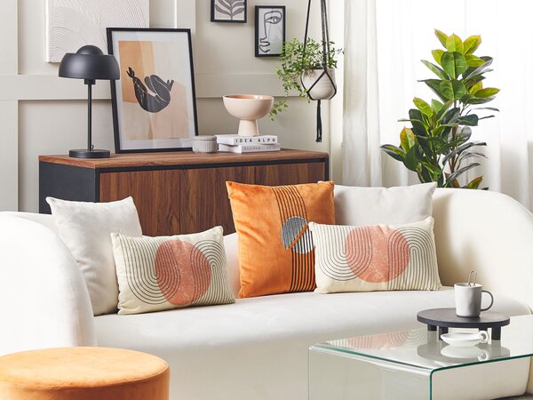 Súprava 2 dekoratívnych vankúšov viacfarebná polyester bavlna 30 x 50 cm s geometrickým vzorom farebná potlač dekoračné vankúše a doplnky