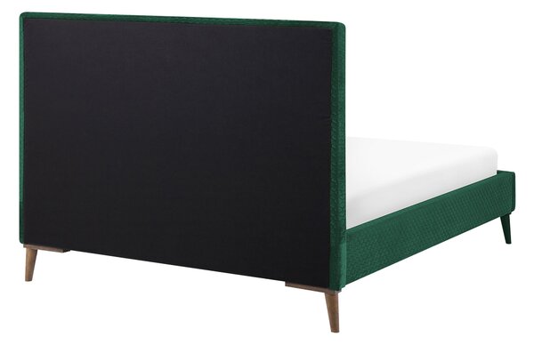 Posteľ tmavozelená zamatová 140 x 200 cm čalúnený rám postele s čelom moderný štýl spálňa