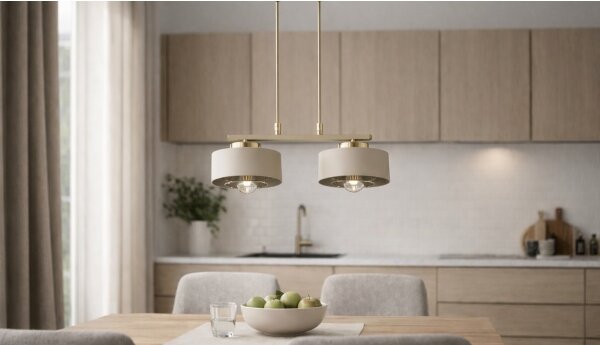 Brilagi - Závesný luster na lanku SPRING 2xE27/60W/230V béžová/zlatá