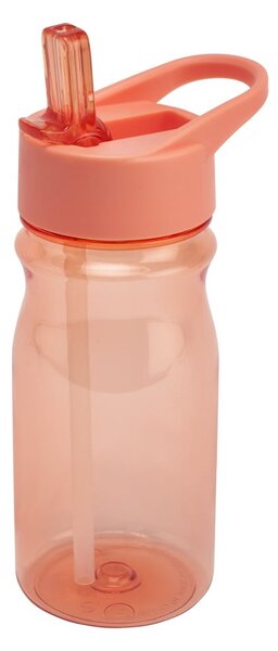 Oranžová fľaša s vrchnákom a slamkou Addis Bottle Coral, 500 ml