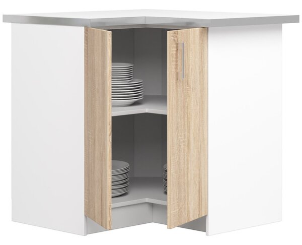 Ak furniture Kuchynská rohová skrinka Artus S90/90N s pultom Lima biela/dub sonoma