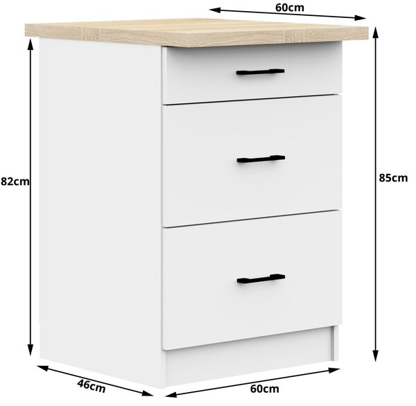 Ak furniture Kuchynská linka Olivie S 60 cm 3S biela