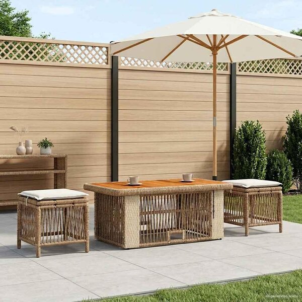 Maison Exclusive – Záhradná jedálenská súprava, 4 kusy, béžová a krémová, vyrobená z polyratanu
