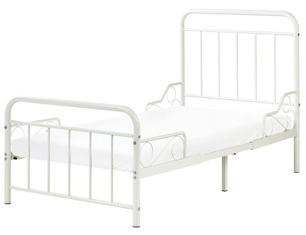 Detská rozťahovacia posteľ krémová biela železo 90 x 130/160/200 cm lamelový rošt rastúca posteľ moderný štýl detská izba