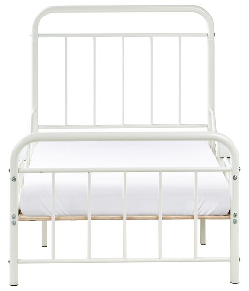 Detská rozťahovacia posteľ krémová biela železo 90 x 130/160/200 cm lamelový rošt rastúca posteľ moderný štýl detská izba