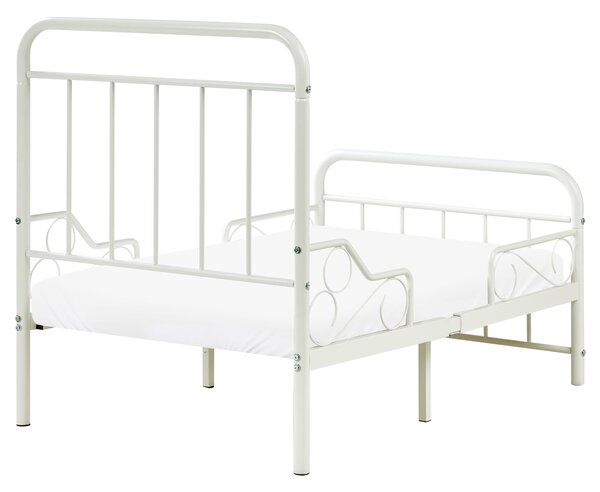Detská rozťahovacia posteľ krémová biela železo 90 x 130/160/200 cm lamelový rošt rastúca posteľ moderný štýl detská izba