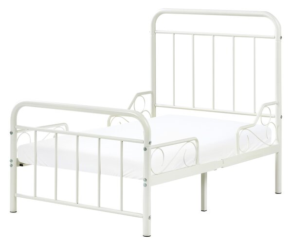 Detská rozťahovacia posteľ krémová biela železo 90 x 130/160/200 cm lamelový rošt rastúca posteľ moderný štýl detská izba