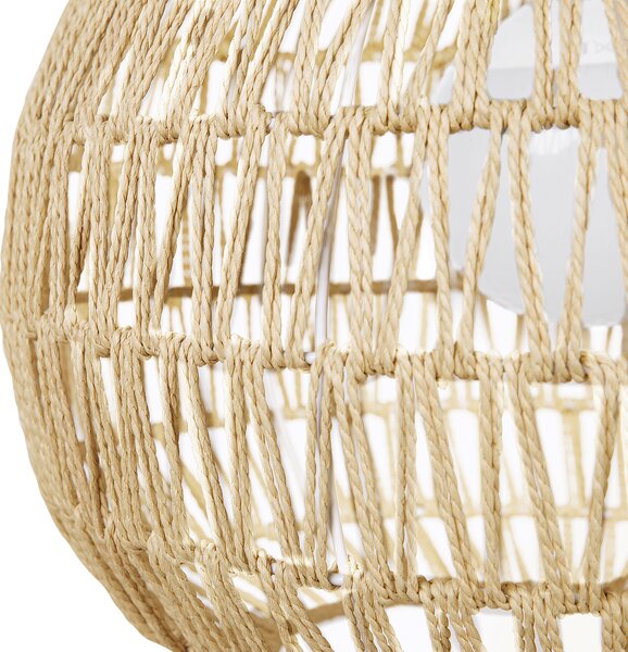 Závesná lampa béžová papierový výplet pletené tienidlo okrúhly tvar boho štýl obývacia izba spálňa