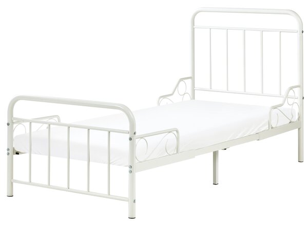 Detská rozťahovacia posteľ krémová biela železo 90 x 130/160/200 cm lamelový rošt rastúca posteľ moderný štýl detská izba