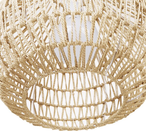 Závesná lampa béžová papierový výplet pletené tienidlo okrúhly tvar boho štýl obývacia izba spálňa