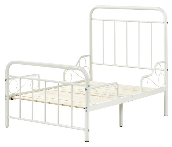 Detská rozťahovacia posteľ krémová biela železo 90 x 130/160/200 cm lamelový rošt rastúca posteľ moderný štýl detská izba
