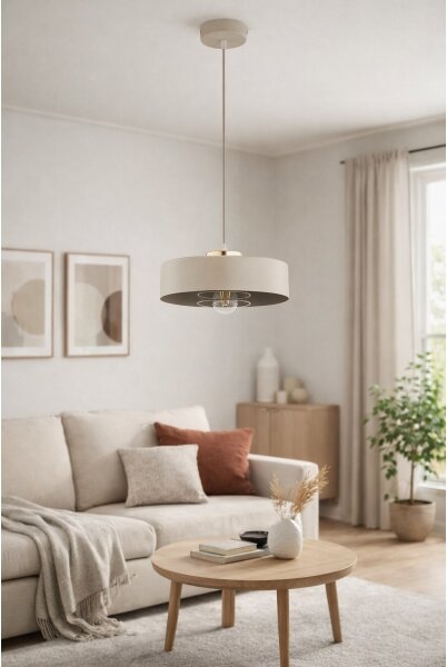 Brilagi - Závesný luster na lanku SPRING 1xE27/60W/230V pr. 30 cm béžová/zlatá