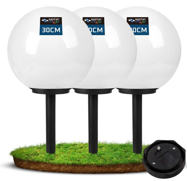 MasterLED solárne záhradné svetlo guľa sada 3 - 30 cm - solárna lampa so súmrakovým senzorom - IP44 - záhradná lampa na zapojenie - vonkajšie osvetlenie