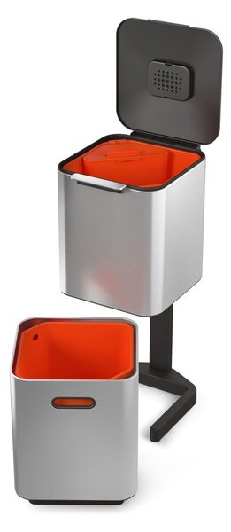 Oceľový odpadkový kôš na triedený odpad v striebornej farbe 40 l Totem Compact – Joseph Joseph