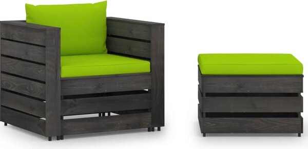 Maison Exclusive – 2-dielna záhradná súprava s vankúšmi, sivá, impregnované drevo