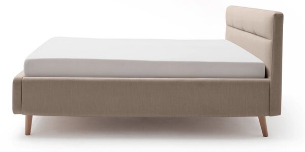 Béžová čalúnená dvojlôžková posteľ s úložným priestorom s roštom 160x200 cm Lotte – Meise Möbel