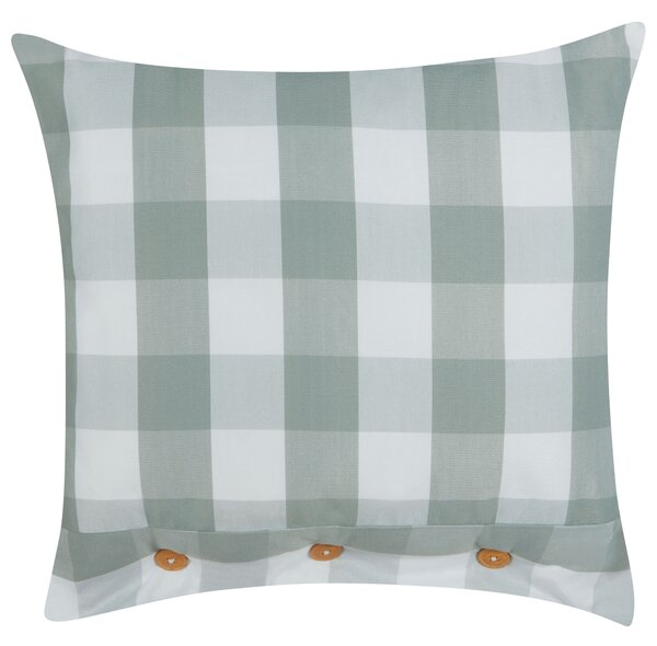 Dekoratívny vankúš mätová zelená tkanina 45 x 45 cm károvaný vzor štýl chaty textil doplnky