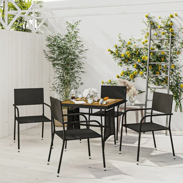 Maison Exclusive – 5-dielna záhradná jedálenská súprava z polyratanu, čierna