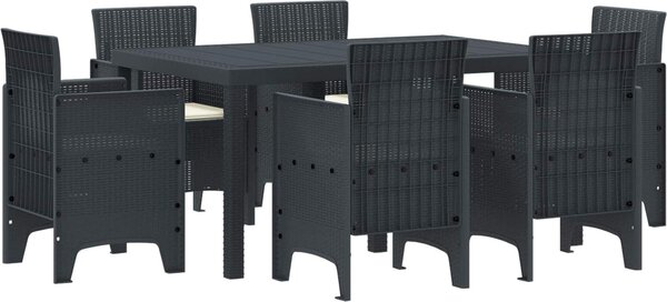 Maison Exclusive – Záhradná jedálenská súprava, 7 kusov, antracitová, polovičná ratanová