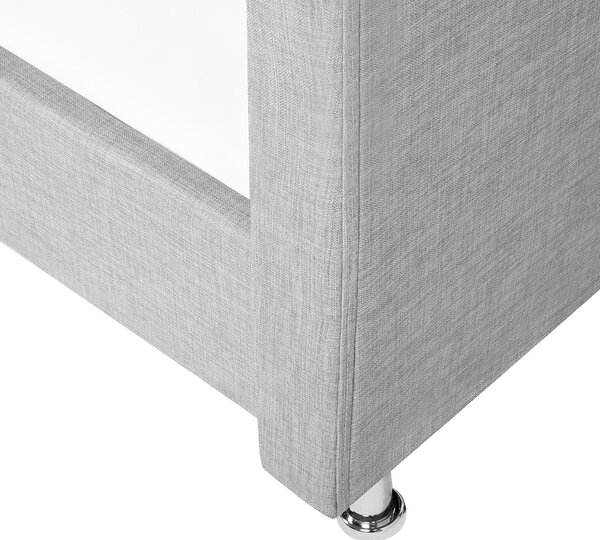 Posteľ sivá látkové čalúnenie 90 x 200 cm prešívané čelo s gombíkmi moderný glamour štýl spálňa