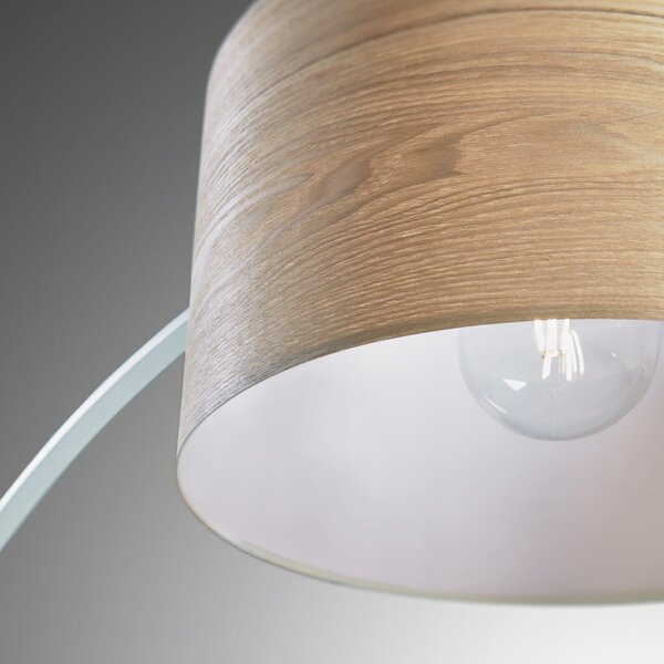 Biela/v prírodnej farbe stojacia lampa s dreveným tienidlom (výška 210 cm) Juhe Ash – Kave Home