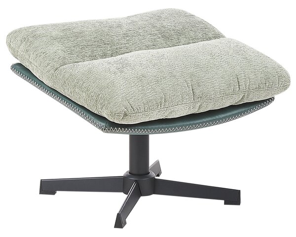 Kreslo s podnožkou zelené ženilkové čalúnenie otočný podstavec prešívané sedadlo moderný mid century štýl obývačka spálňa