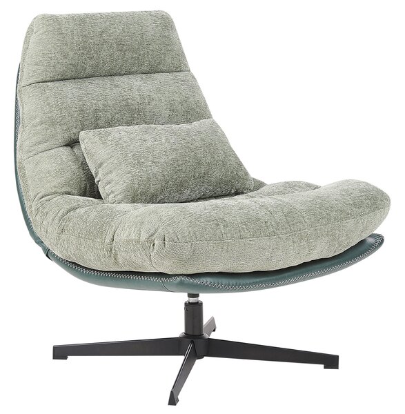 Kreslo s podnožkou zelené ženilkové čalúnenie otočný podstavec prešívané sedadlo moderný mid century štýl obývačka spálňa