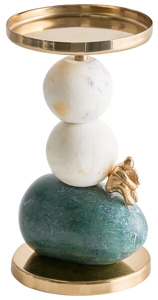 Svietnik viacfarebný mramorový kov oceľ 20 cm bytové dekorácie obývacia izba jedáleň spálňa