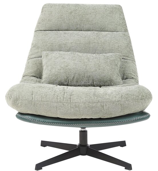 Kreslo s podnožkou zelené ženilkové čalúnenie otočný podstavec prešívané sedadlo moderný mid century štýl obývačka spálňa