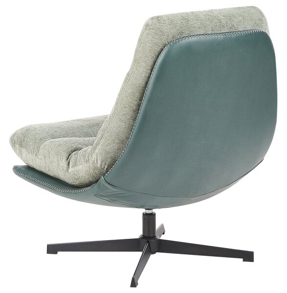 Kreslo s podnožkou zelené ženilkové čalúnenie otočný podstavec prešívané sedadlo moderný mid century štýl obývačka spálňa